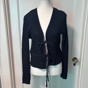 LOFT Navy Tie Cardigan